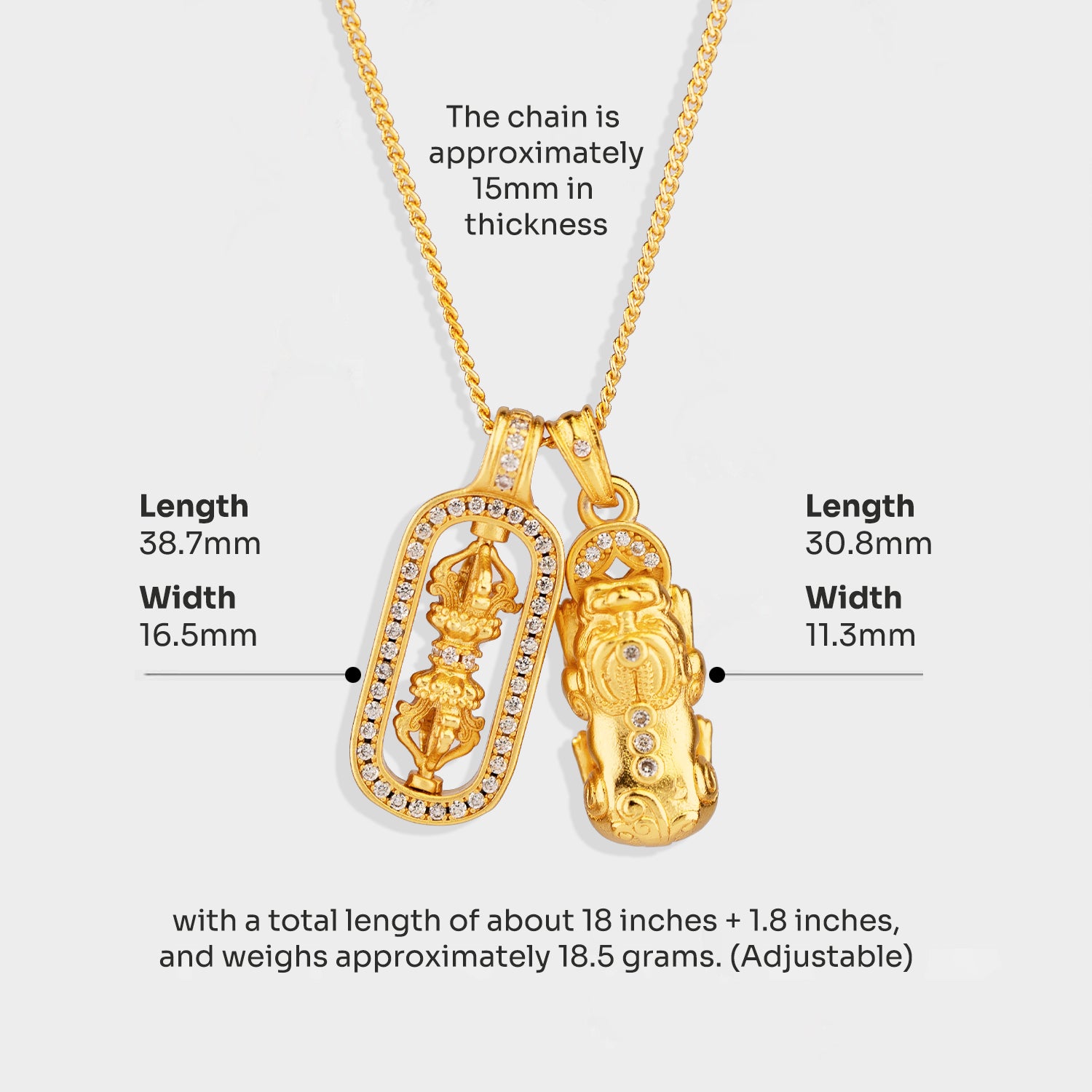 [Valentine's Day Gift Box! The Best-Selling Pixiu Set Brings You and Your Loved Ones Unlimited Wealth] Exquisite Feng Shui Pixiu set: Gold Pixiu Pendant + Pixiu Vajra Necklace