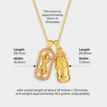 【Best Valentine's Day Gifts -50% OFF】Exquisite Wealth Pixiu Set: Gold Pixiu Pendant + Five Elements Wealth Bracelet