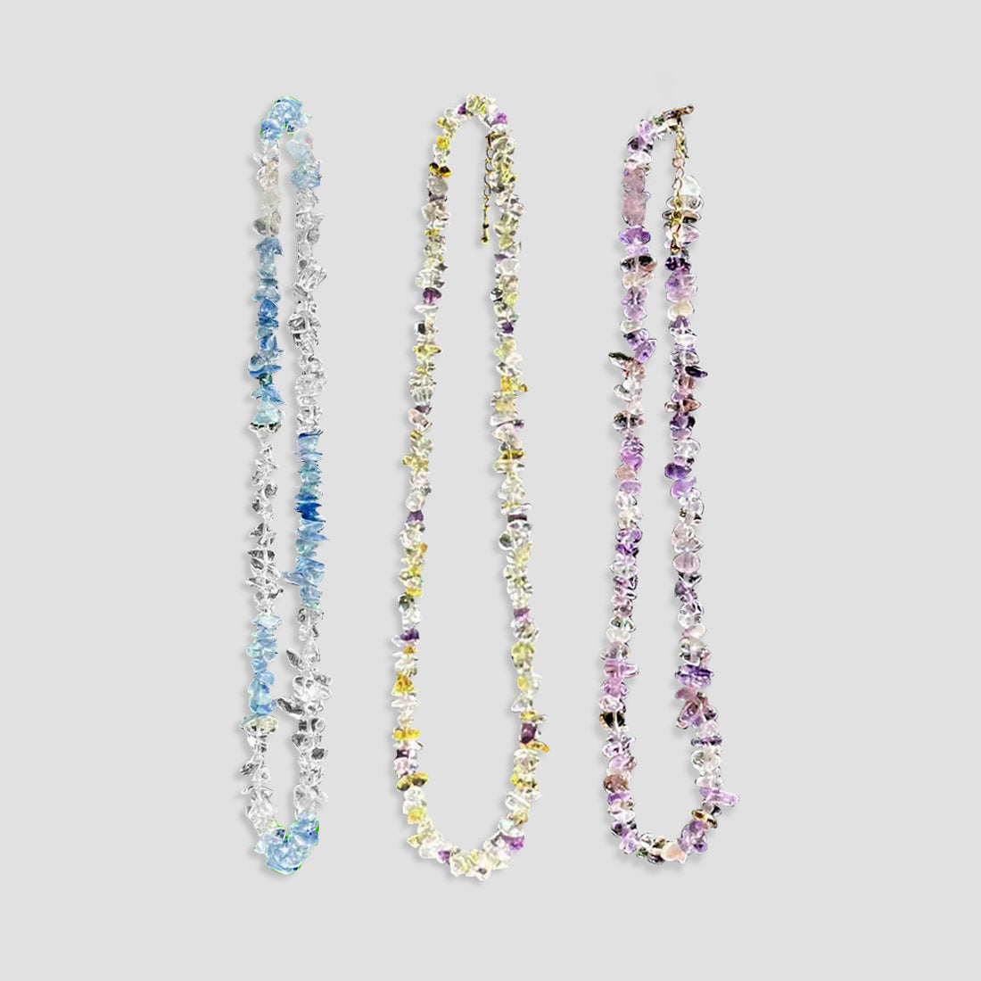 Pure handmade natural crystal stone necklace color set - wealth health love Rerhy