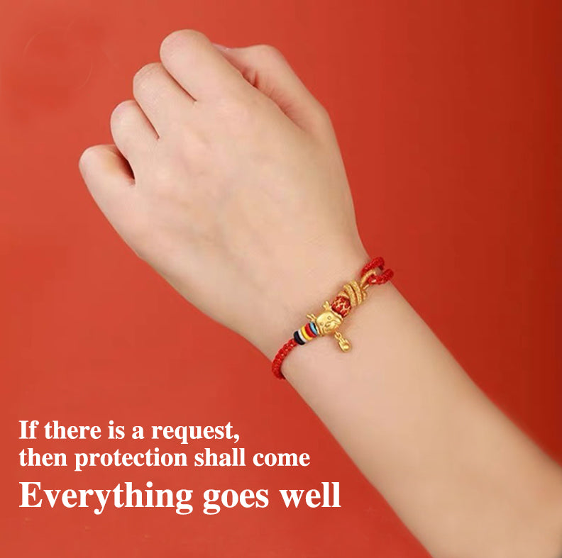 Buddha Red String Bracelet Zodiac Feng Shui - Buddhist Lucky Charm Good Luck Wealth Gift (Adjustable)