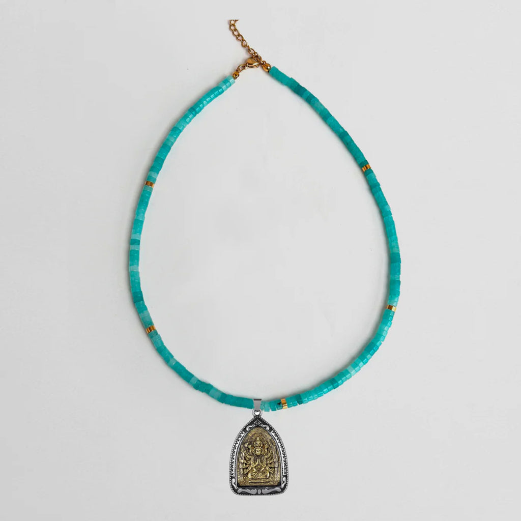 New Tibetan silver Buddha amulet Natural Energy Crystal protection necklace colorful My Store