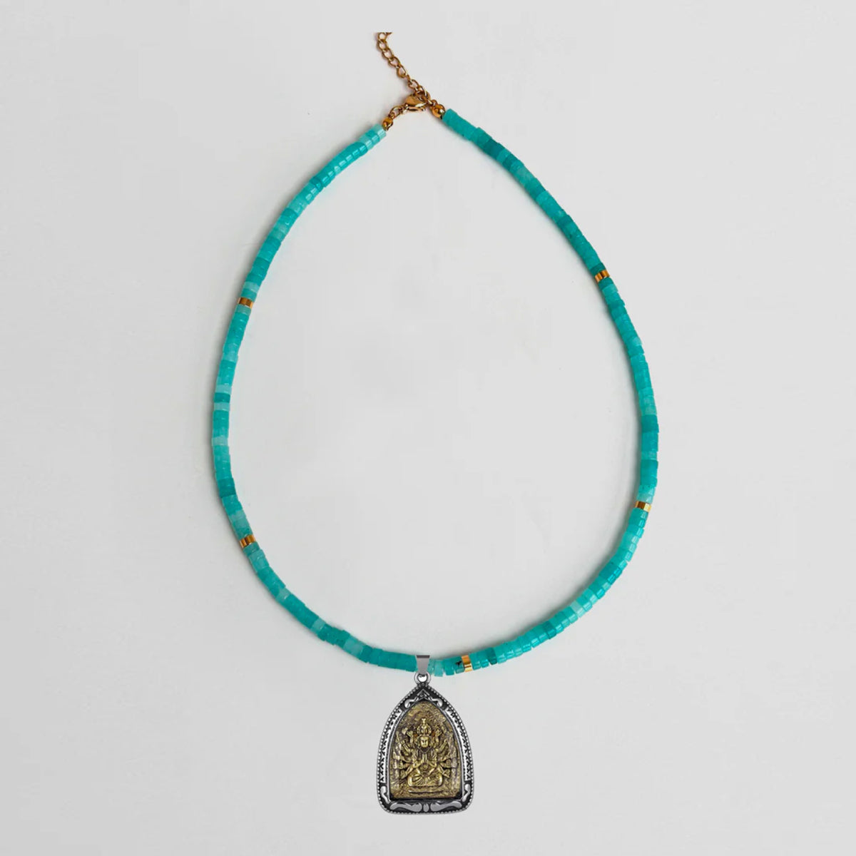 New Tibetan silver Buddha amulet Natural Energy Crystal protection necklace colorful My Store