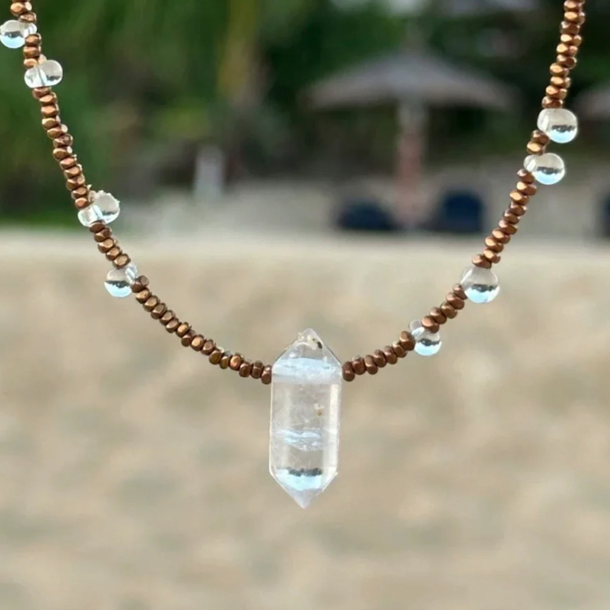 Desert Nectar White Crystal Column for Impact Promotes Wealth Crystal Energy Necklaces Set My Store