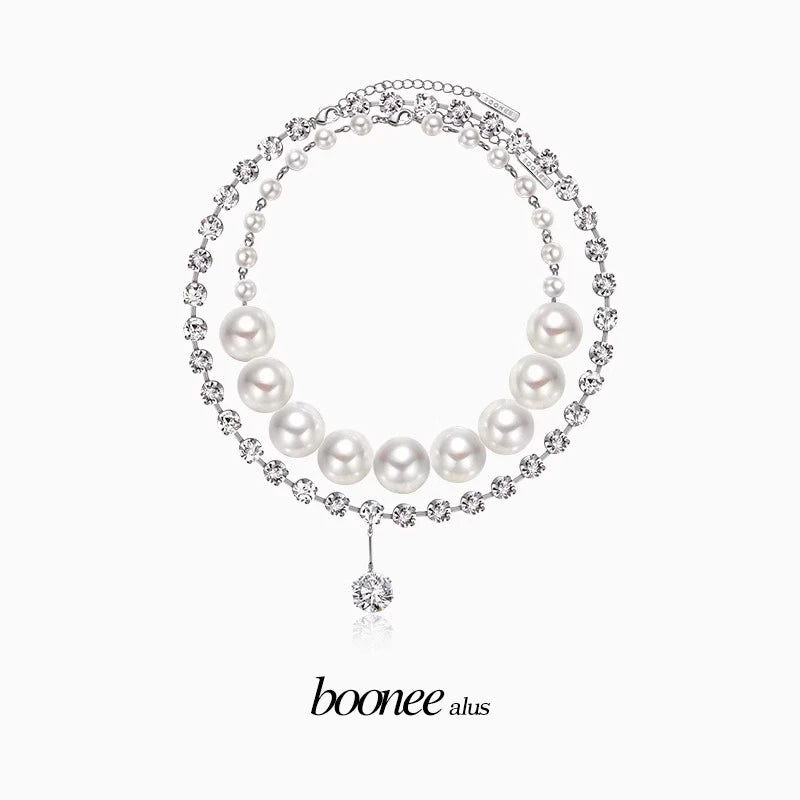 Fashion Pearl and Zircon Combination Aesthetic Collarbone Necklace Rerhy