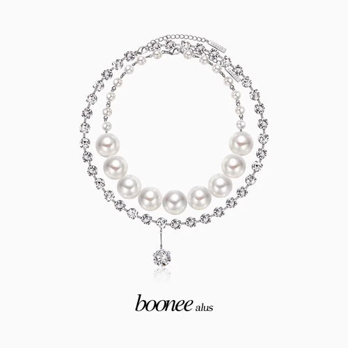 Fashion Pearl and Zircon Combination Aesthetic Collarbone Necklace Rerhy