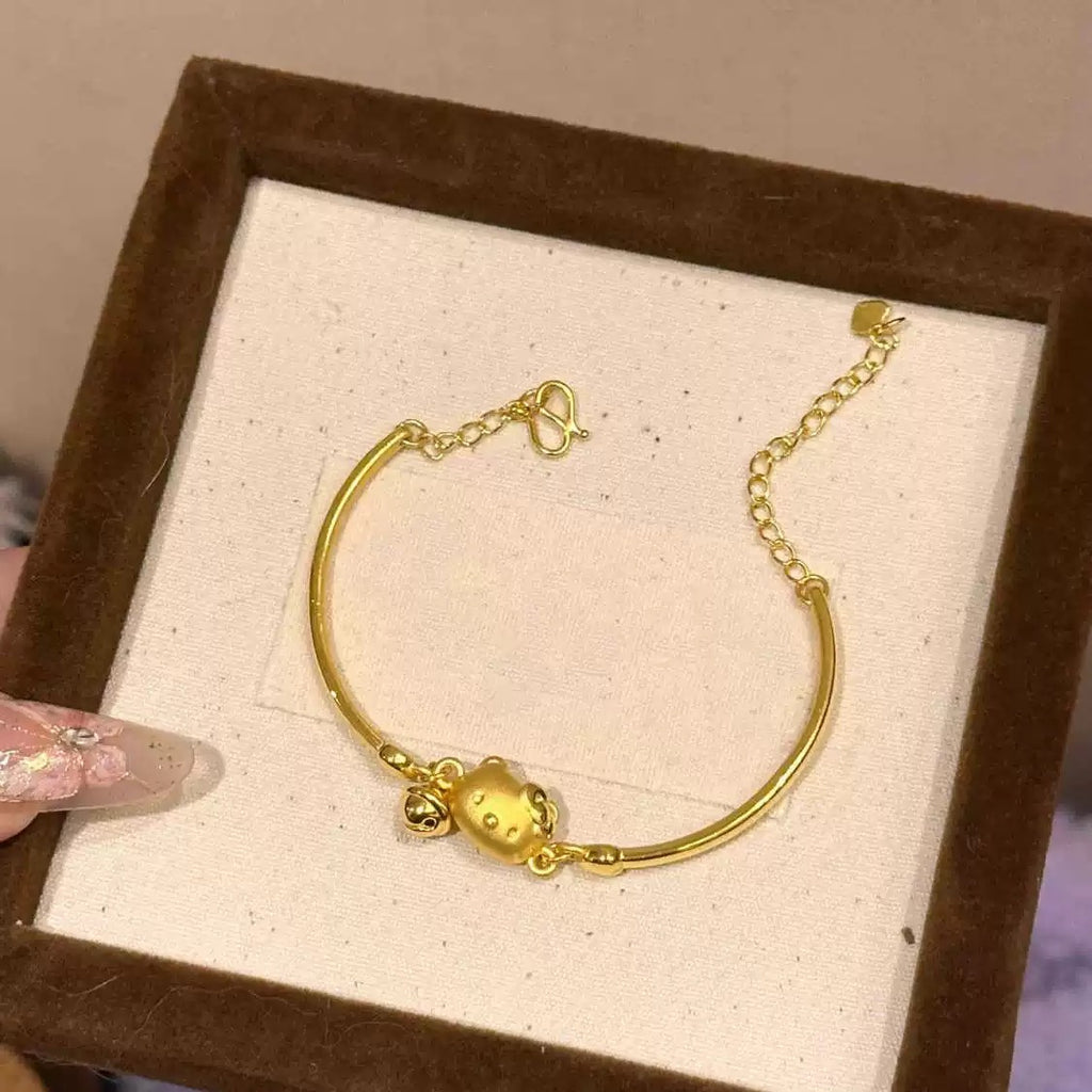 【Today's Low Price 19.99】Gold Plated Hello Kitty Cute Cat Bracelet Pendant Girl Gift Rerhy