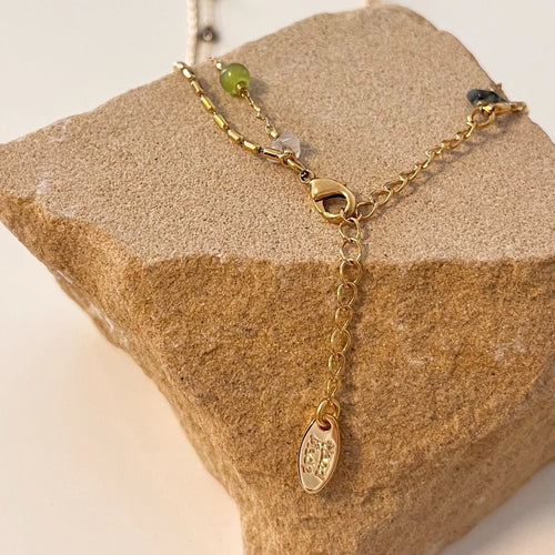 Alloy Necklace - Vintage Double Layer Necklace with Colorful Irregular Stones Rerhy