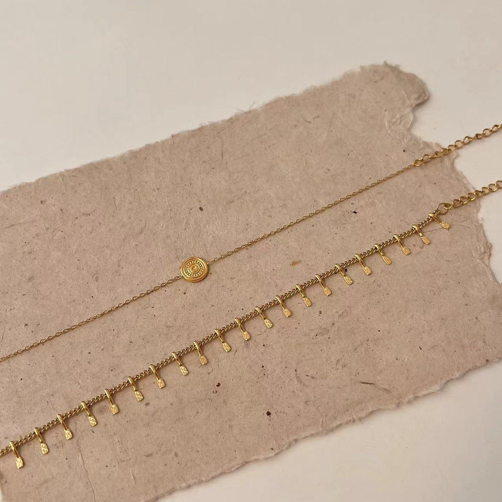Spring/Summer Delicate Tassel and Small Disc Bracelet - Mixed Layered Design Rerhy