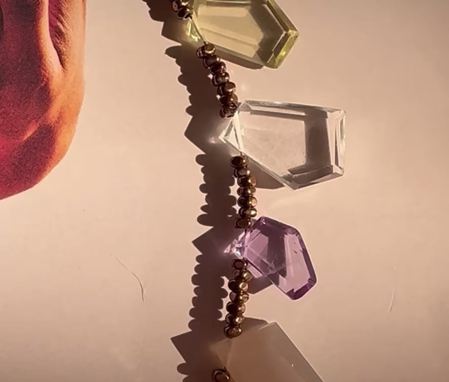 Desert Sunshine Colorful Crystal Pillar, Calming Crystal Energy Necklace