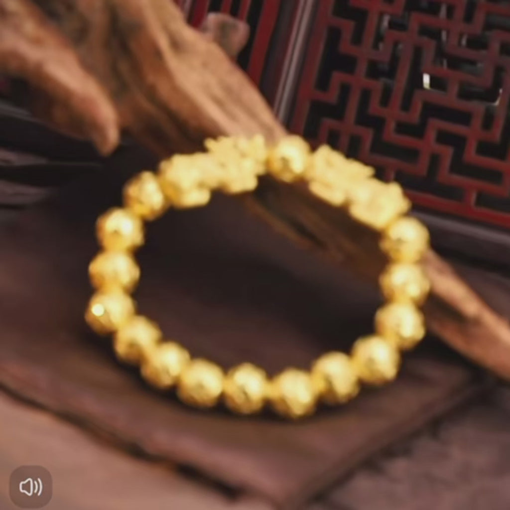 【Wealth & Good Luck Attraction】 The All-Gold Plated Pixiu Bracelet, Your Lucky Charm