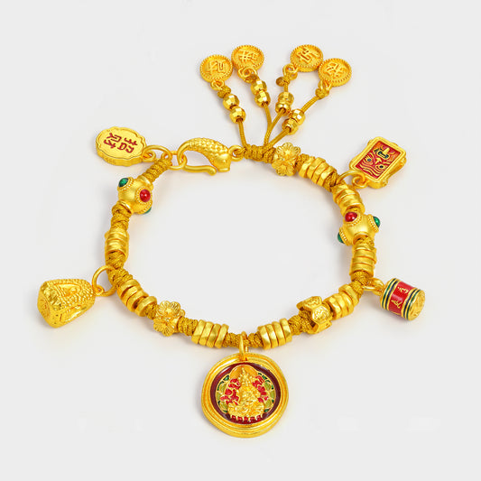 【Attract Luck & Wealth】Gold God of Wealth Bracelet for Women New Retro High-end Peace and Wealth Bracelet