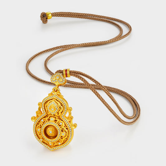 【Holiday Season Sale! - 45% OFF】Exquisite Feng Shui Gourd Gem Pendant, Gold Luck Necklace, Luxury Gift（Rotatable）