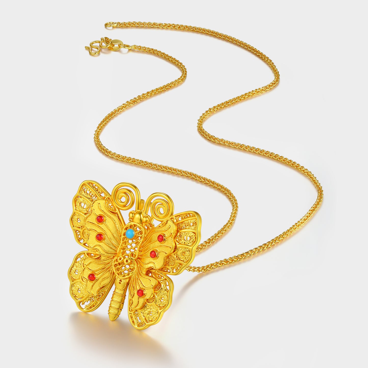 【Limited Offer: 45% OFF!】Enchanted Butterfly Enamel Necklace: Gold-plated, Butterfly luck necklace, no fading