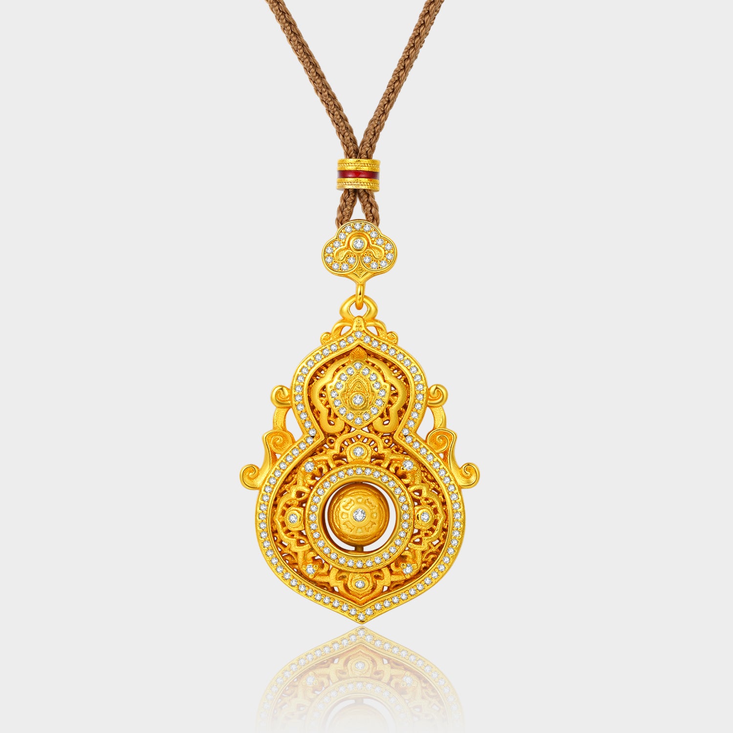 【Holiday Season Sale! - 45% OFF】Exquisite Feng Shui Gourd Gem Pendant, Gold Luck Necklace, Luxury Gift（Rotatable）