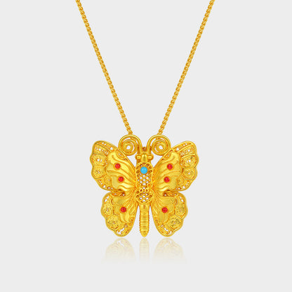 【Limited Offer: 45% OFF!】Enchanted Butterfly Enamel Necklace: Gold-plated, Butterfly luck necklace, no fading